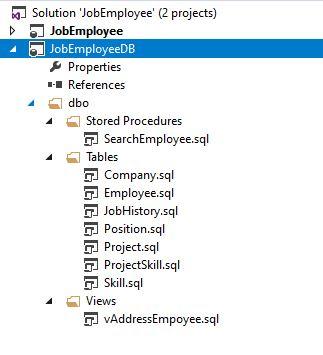 JobEmployeeDB project after JobEmplDB database import